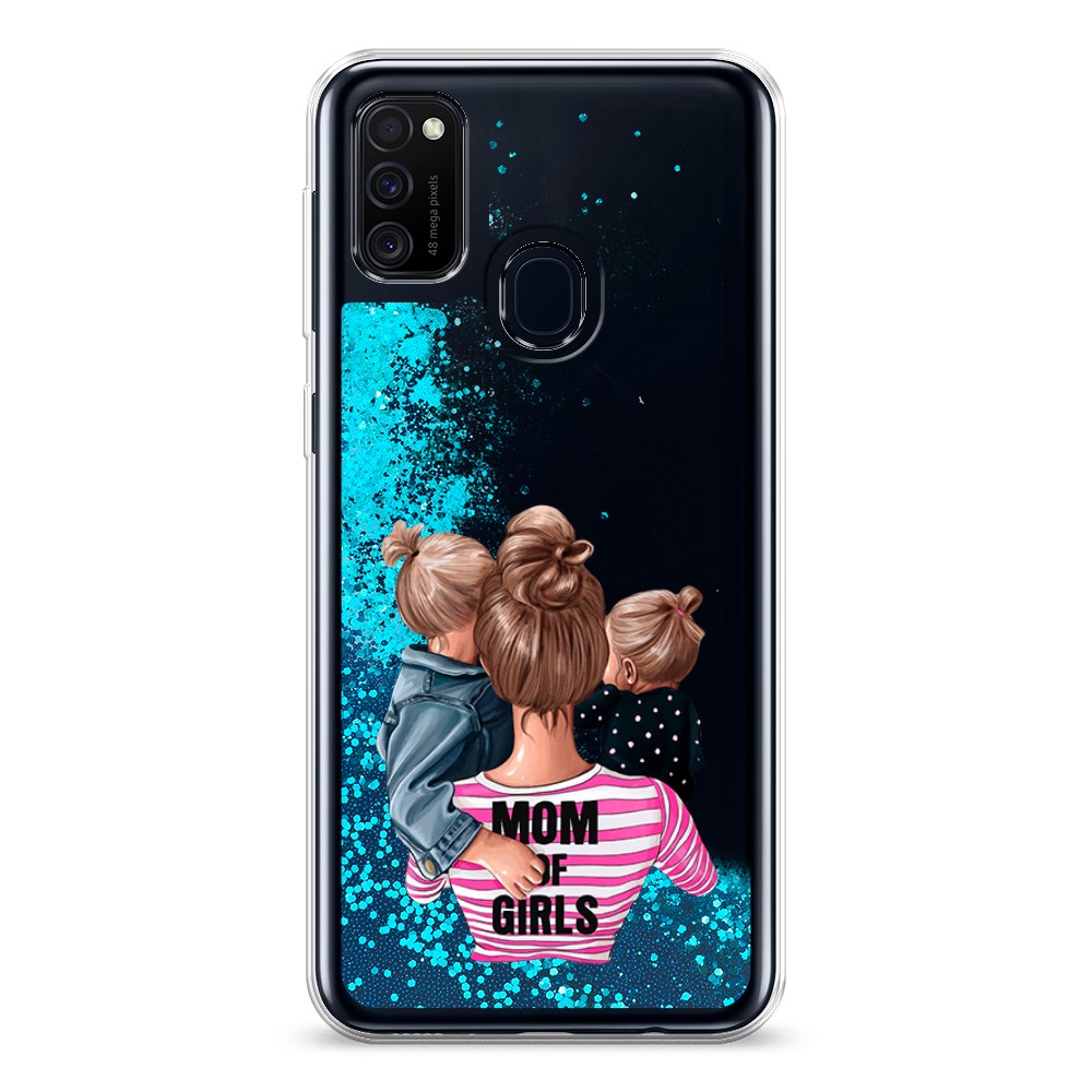 

Жидкий чехол с блестками "Mom of Girls" на Samsung Galaxy M21, 29793-1