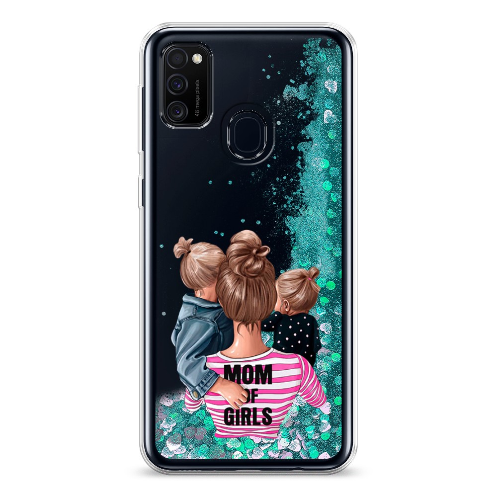 

Жидкий чехол с блестками "Mom of Girls" на Samsung Galaxy M21, 29795-1