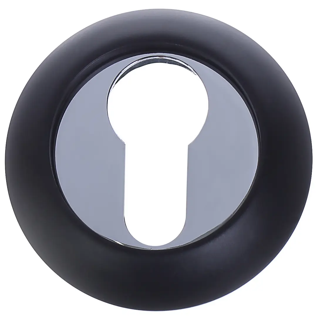 Накладка на цилиндр RENZ ЦАМ цвет черный/глянцевый хром накладка df ioriginal 06 для iphone 12 pro max чёрный