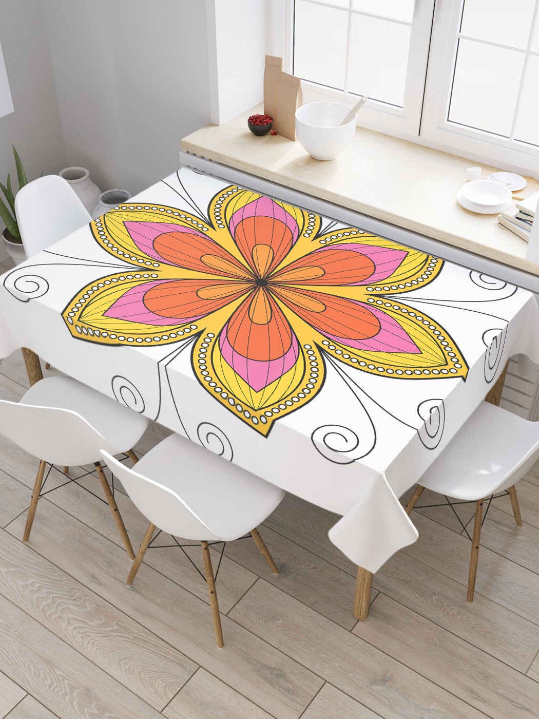 

Скатерть прямоугольная JoyArty "Фантазийный цветок" из сатена, 180x145 см, Зеленый, Фантазийный цветок