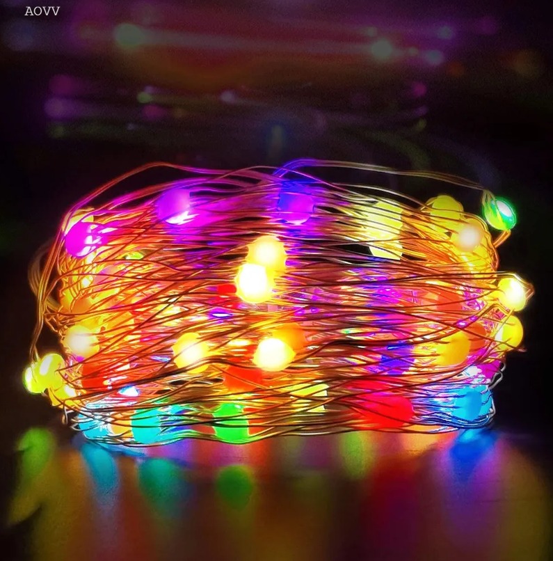 Световая гирлянда новогодняя AOVV Рождественская NEW-Y-10-06 10 м разноцветный/RGB