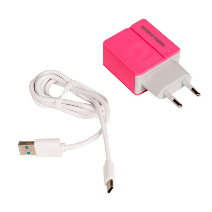 

Сетевое зарядное устройство More Choice type-c - usb 2xUSB 2.4 А розовый