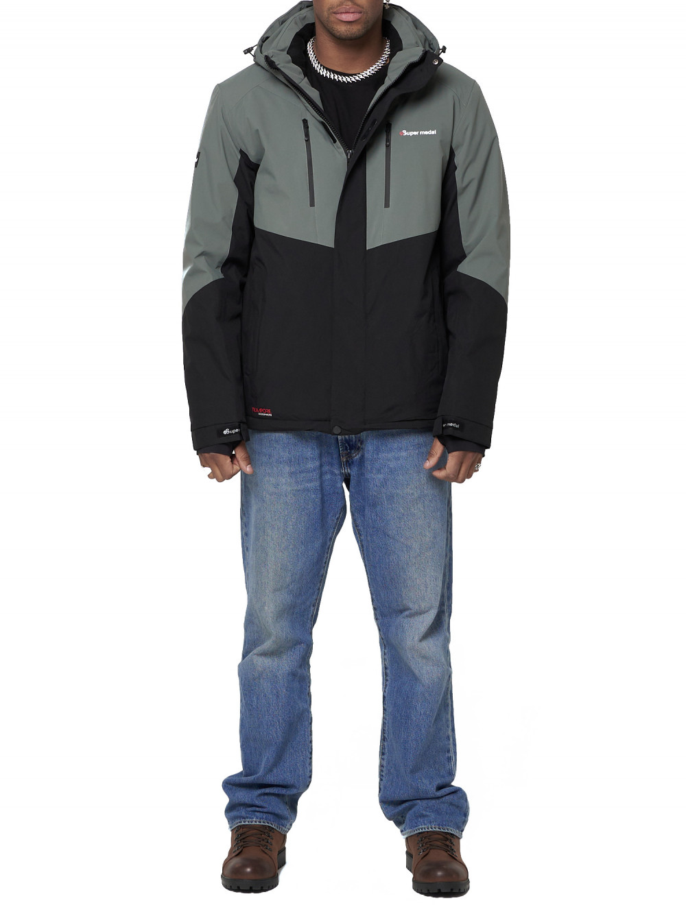 

Спортивная куртка мужская NoBrand AD88819 серая XL, AD88819