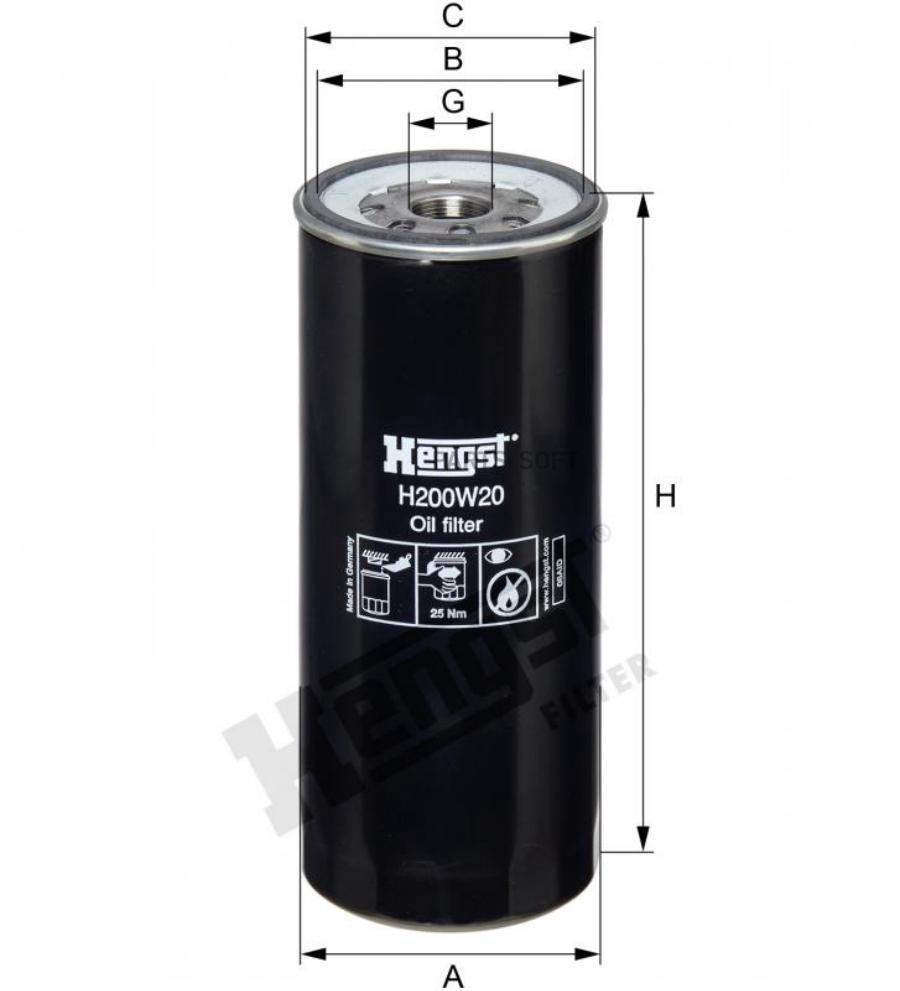 

Фильтр масляный Hengst H200W20