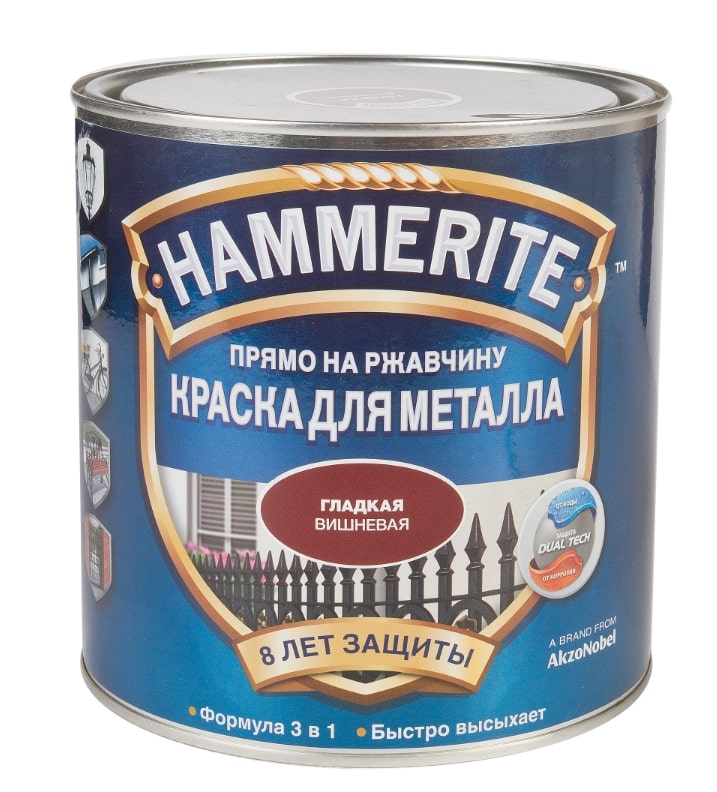 

Краска Hammerite гладкая вишневая 2,5 л