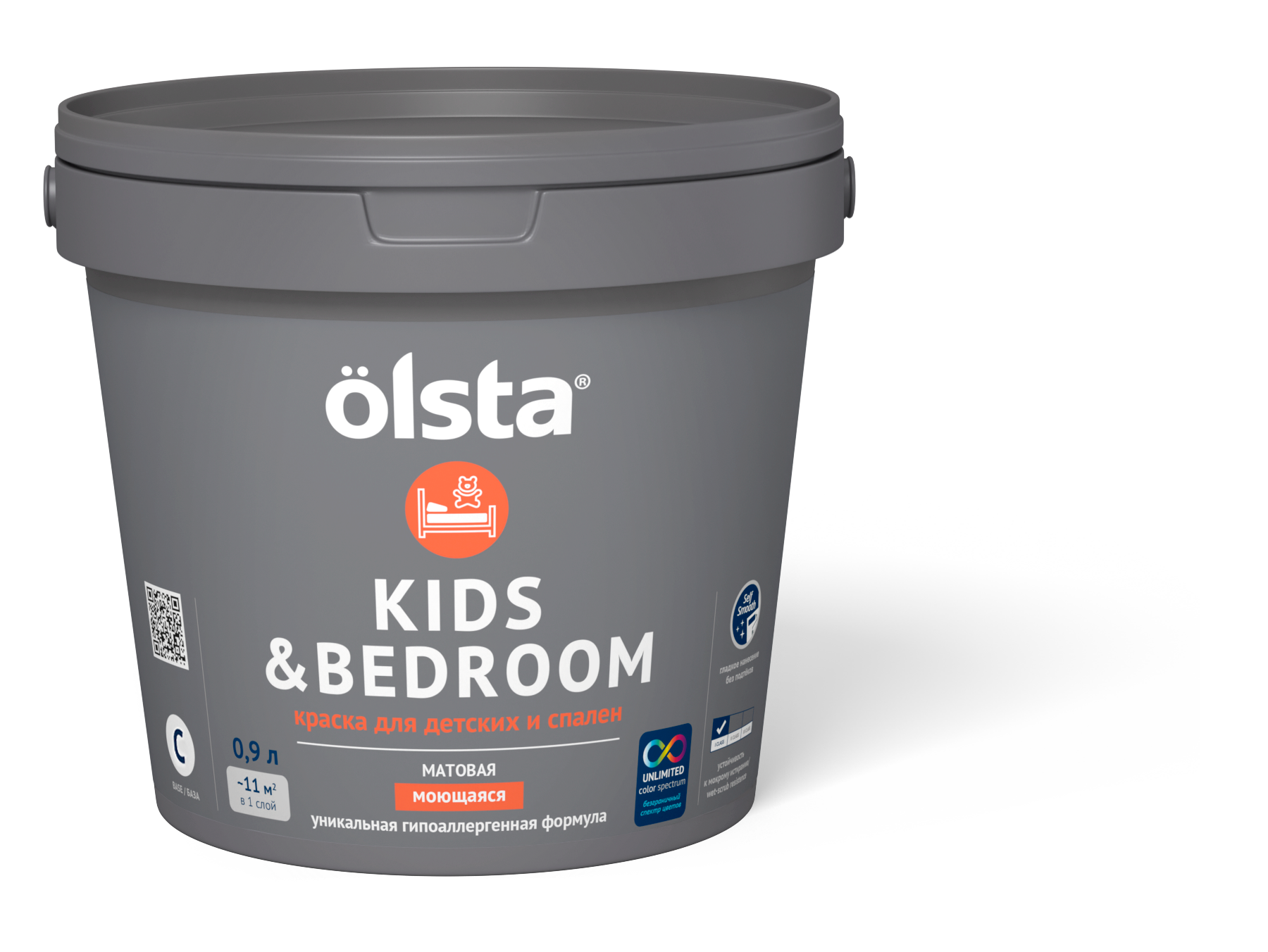 фото Краска для детских и спален olsta kids&bedroom база c 0,9 л (только под колеровку)