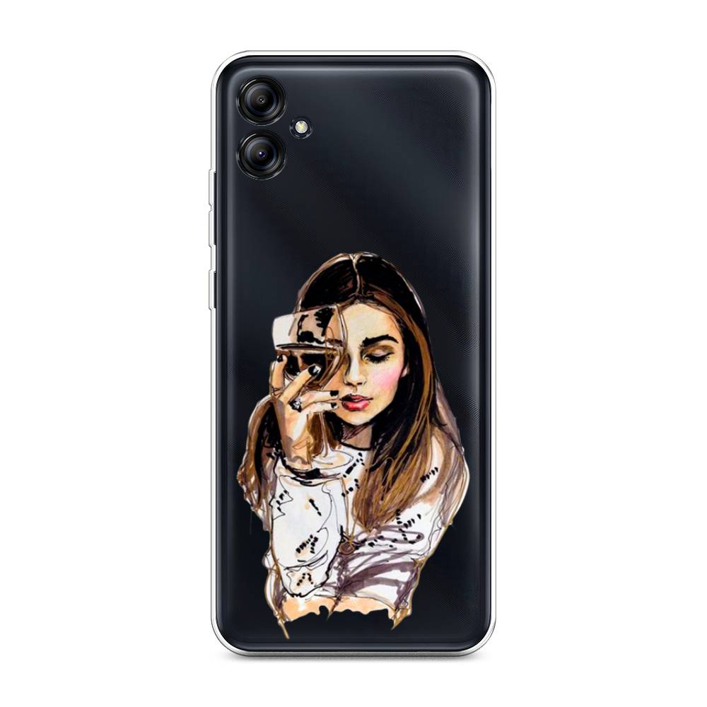 

Чехол Awog на Samsung Galaxy A04e "Девушка с бокалом", Бежевый;коричневый;белый, 2107650-7