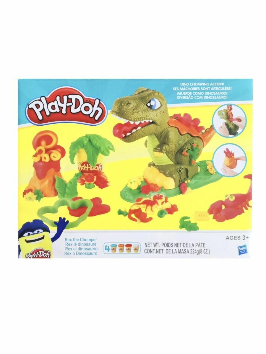 Игровой набор с пластилином, Play-Doh Динозавр, пластилин мягкий воздушный, тесто игровой набор мамина помощница с пылесосом и аксессуарами