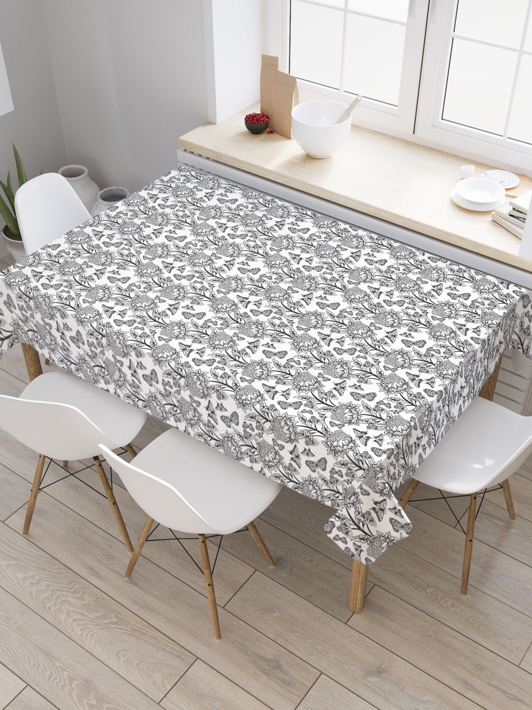 

Скатерть прямоугольная JoyArty "Цветочная раскраска" из сатена, 180x145 см, Цветочная раскраска