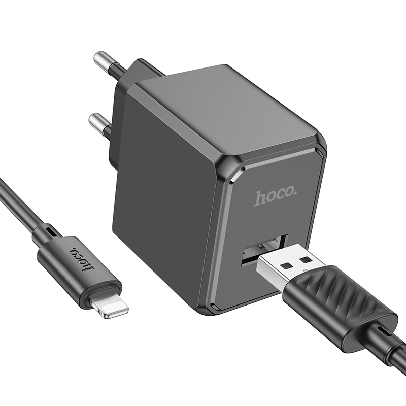 

Сетевое зарядное устройство Hoco lightning - usb 2xUSB 2.1 А черный