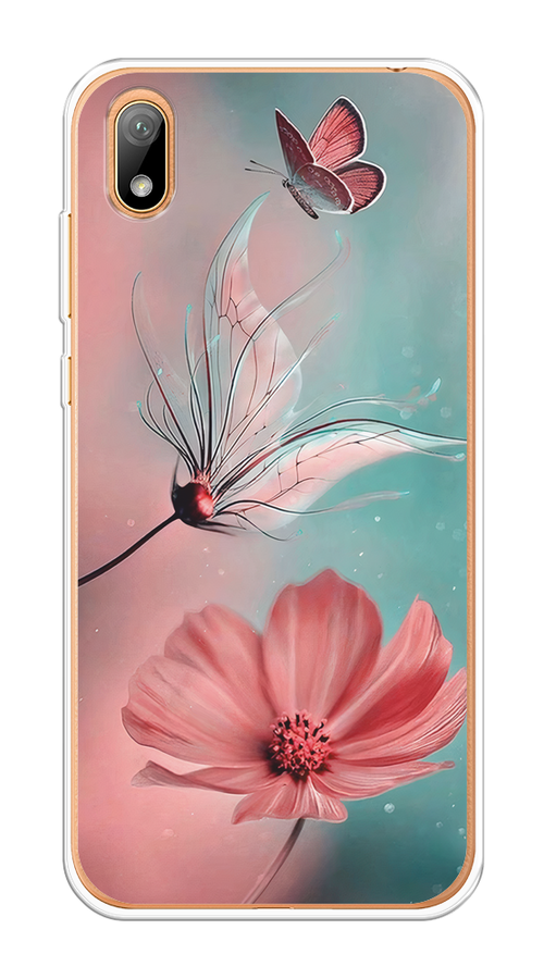 

Чехол на Huawei Y5 2019/Honor 8S/8S Prime "Бабочка и цветок", Голубой;розовый, 69050-1