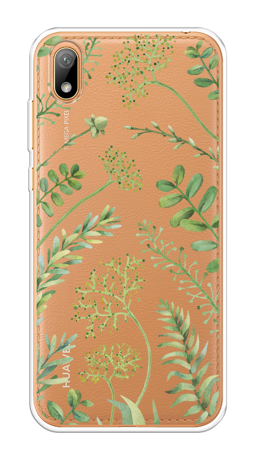 

Чехол на Huawei Y5 2019/Honor 8S/8S Prime "Green Leaves", Зеленый;прозрачный, 69050-1