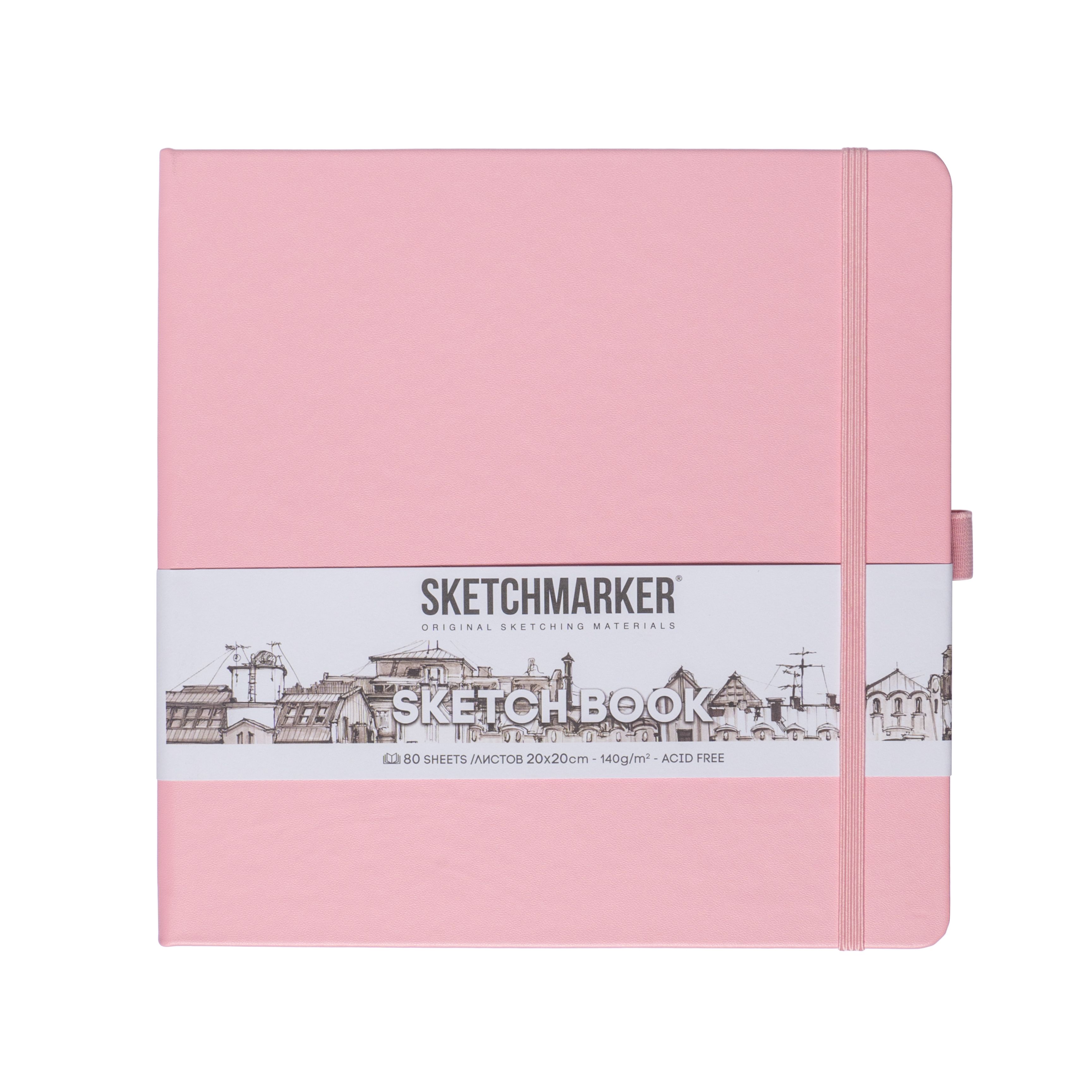 

Скетчбук Sketchmarker 2315005SM 140г/кв.м 20*20cм 80л твердая обложка, цвет розовый, 2315005SM