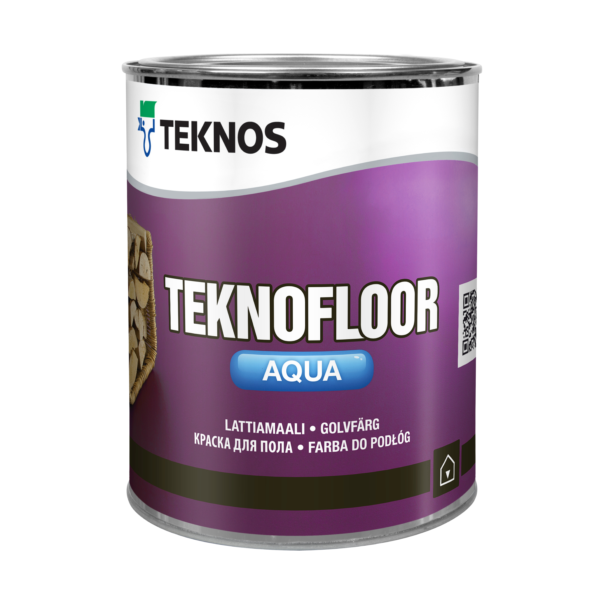 фото Краска teknos полуглянцевая белая teknofloor aqua pm1 0,9 л