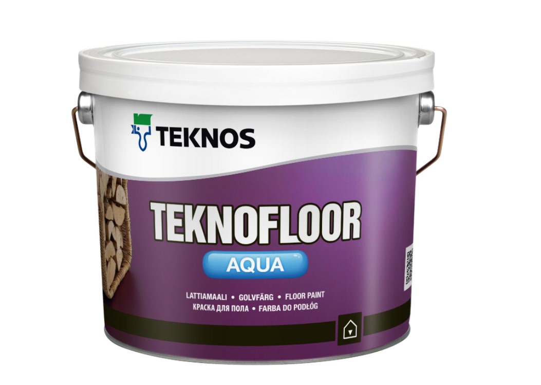 фото Краска teknos полуглянцевая бесцветная teknofloor aqua pm3 2,7 л