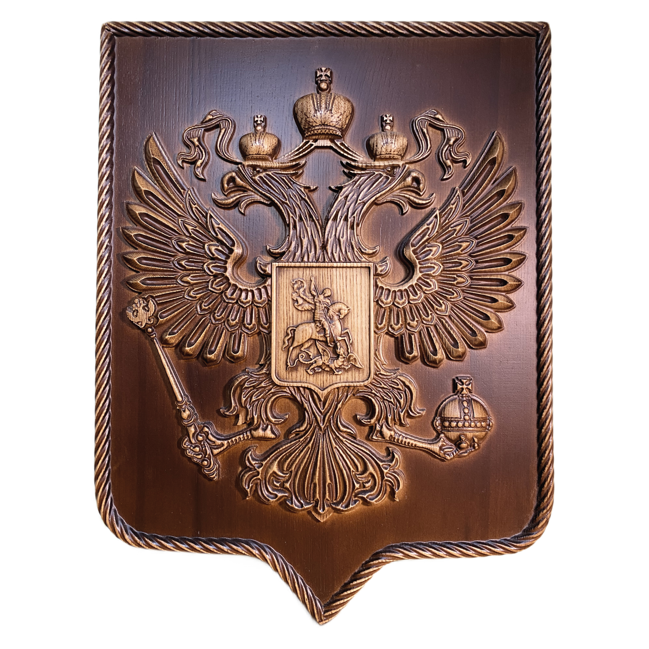 

Резной герб из дерева Беликов Герб Российской Федерации, размер 29х38 см, Герб Российской Федерации 29X38