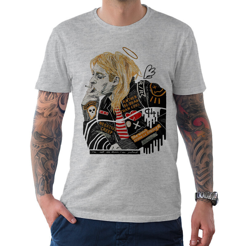 Футболка мужская Dream Shirts Курт Кобейн - Nirvana 100-2 серая 3XL