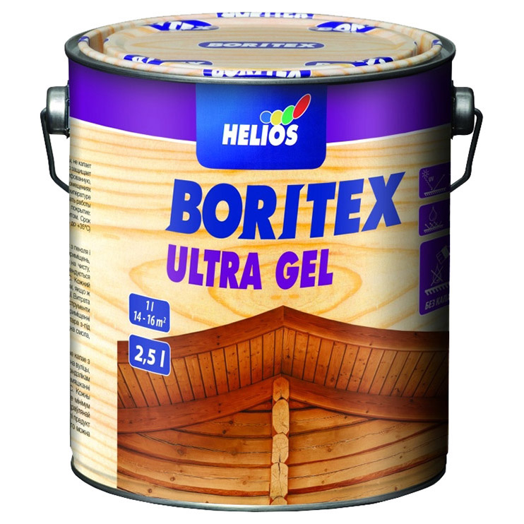 фото Лазурь boritex ultra gel 2,5 л № 9 палисандр helios