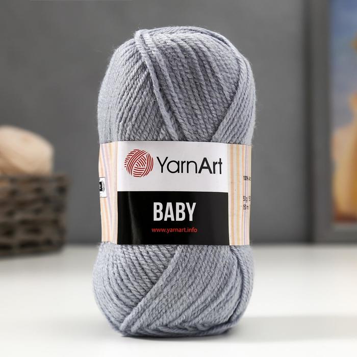 

Пряжа "Baby" 100% акрил 150м/50гр (3072 серо-голубой), Серый