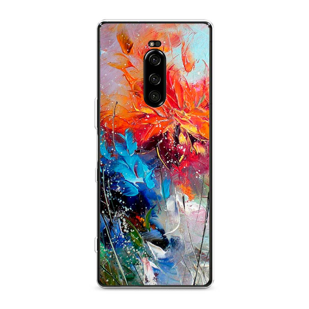 

Чехол на Sony Xperia XZ4 "Абстрактные цветы", Оранжевый;синий, 53850-4