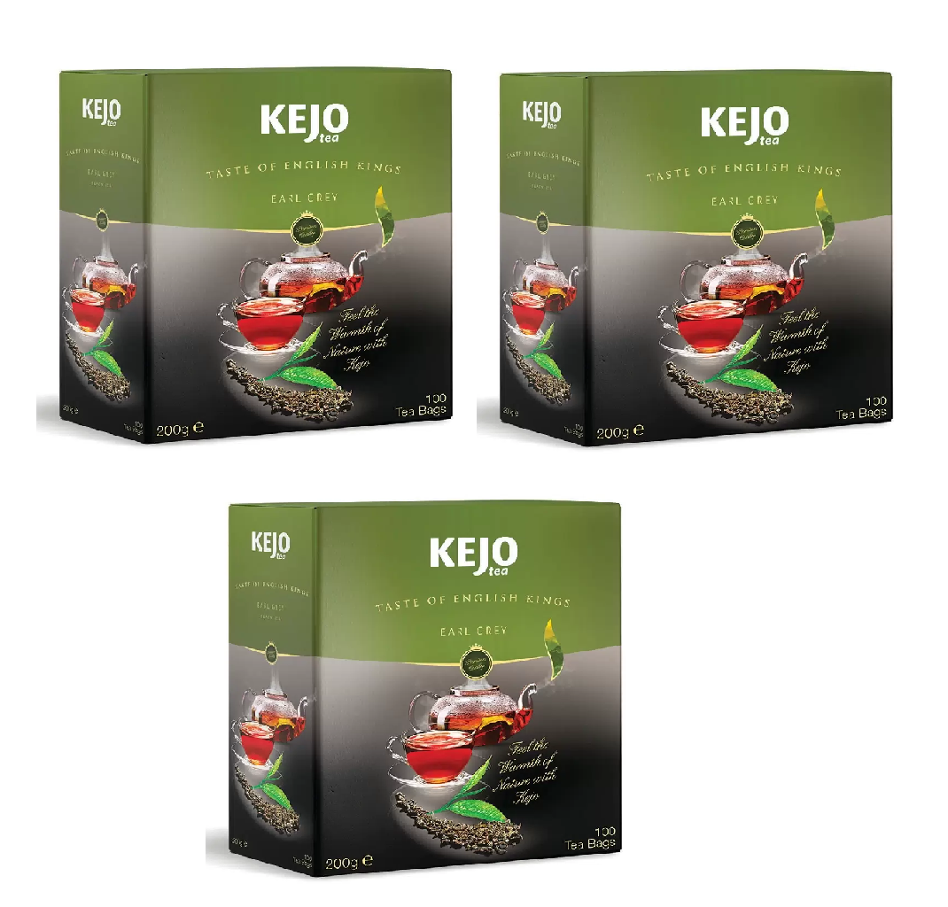 Чай черный KEJO Earl Grey 100 пакетиков, 3 шт