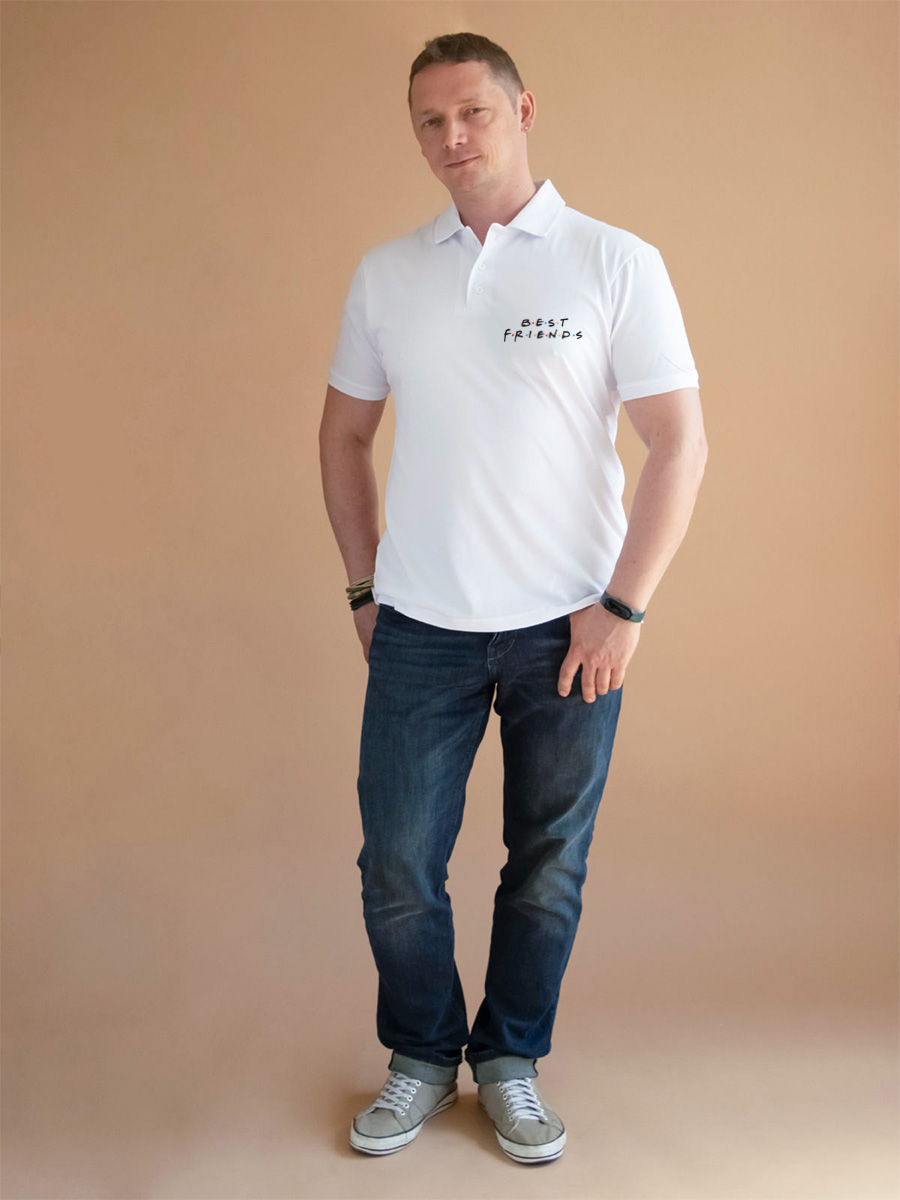 

Футболка-поло CoolPodarok Прикол Best friends 60RU, Белый, CP60M04900