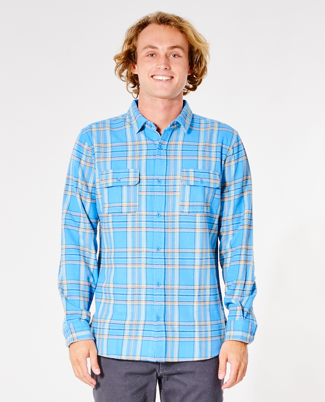 

Рубашка мужская Rip Curl GRIFFIN FLANNEL SHIRT голубая L, GRIFFIN FLANNEL SHIRT