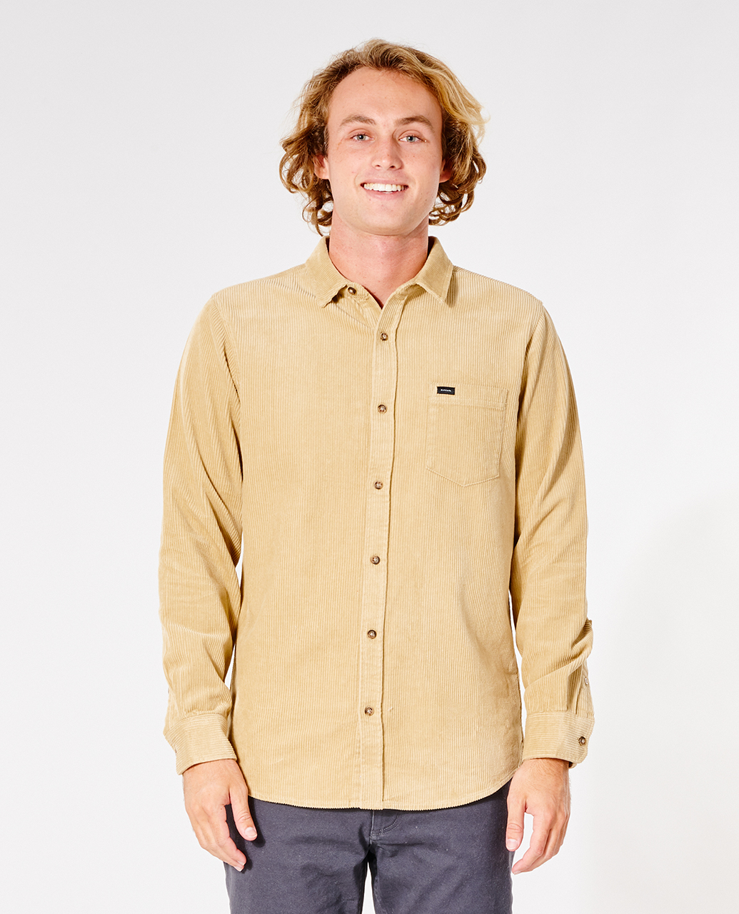 

Рубашка мужская Rip Curl STATE CORD LS SHIRT бежевая L, STATE CORD L/S SHIRT