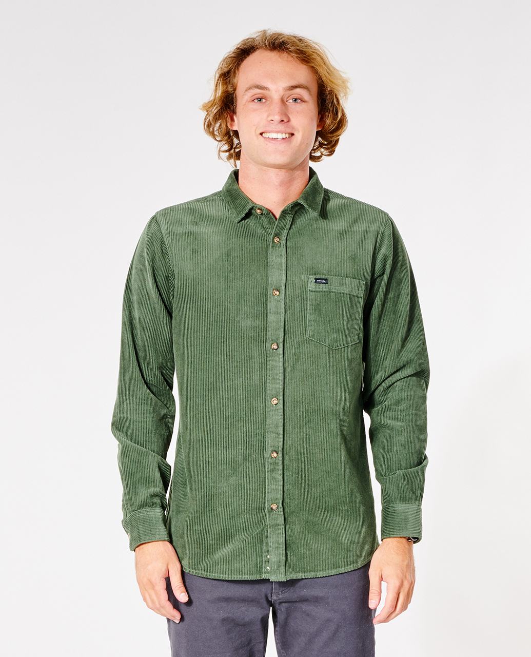 

Рубашка мужская Rip Curl STATE CORD LS SHIRT зеленая M, STATE CORD L/S SHIRT