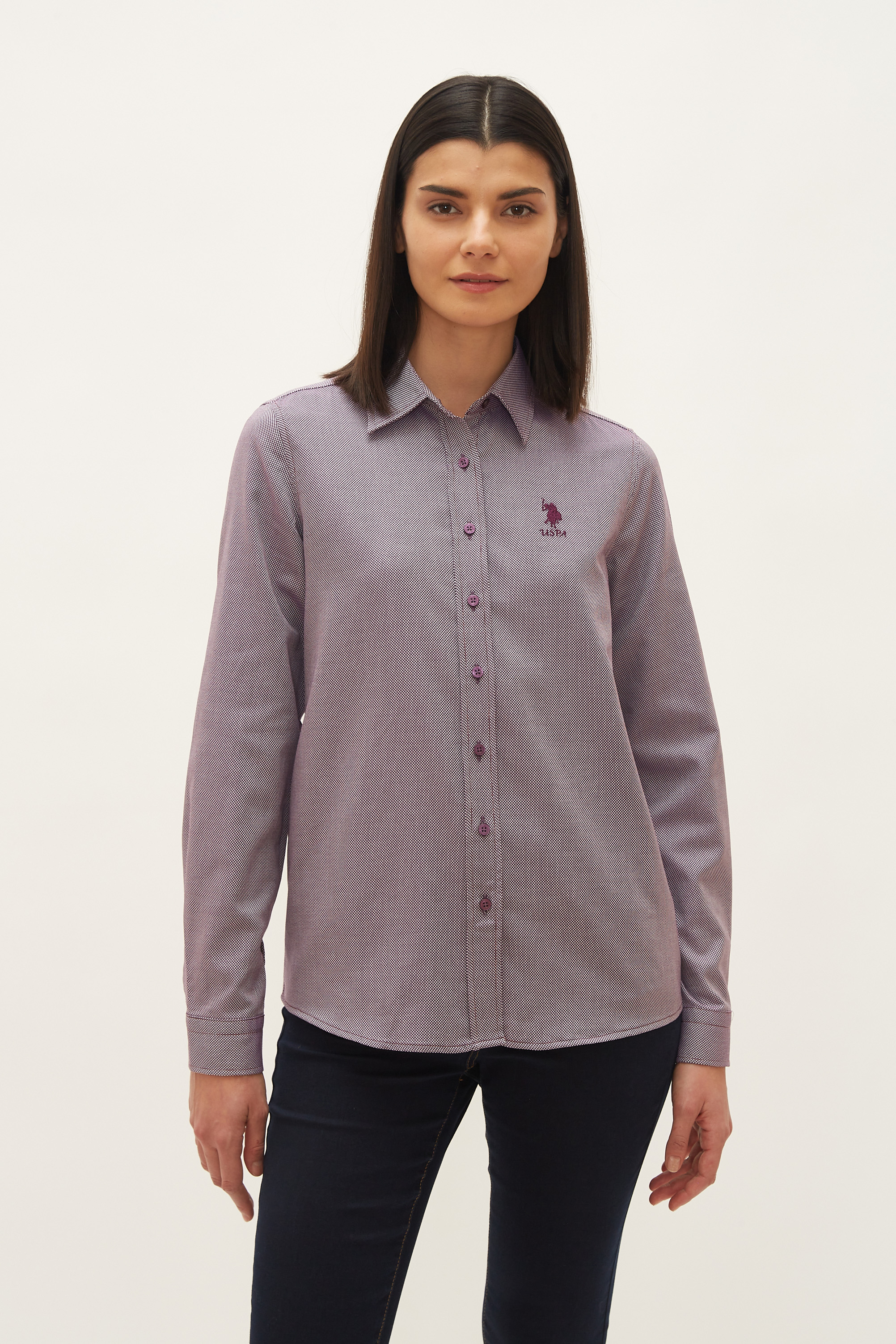 

Рубашка женская U.S. POLO Assn. G082GL0040PULS фиолетовая 36, G082GL0040PULS