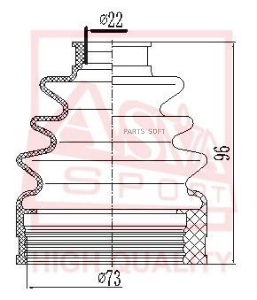 ASVA ASBT-INJ10B Пыльник ШРУСа (к-кт без смазки) 22x67x90 NISSAN QASQAI J10 1шт