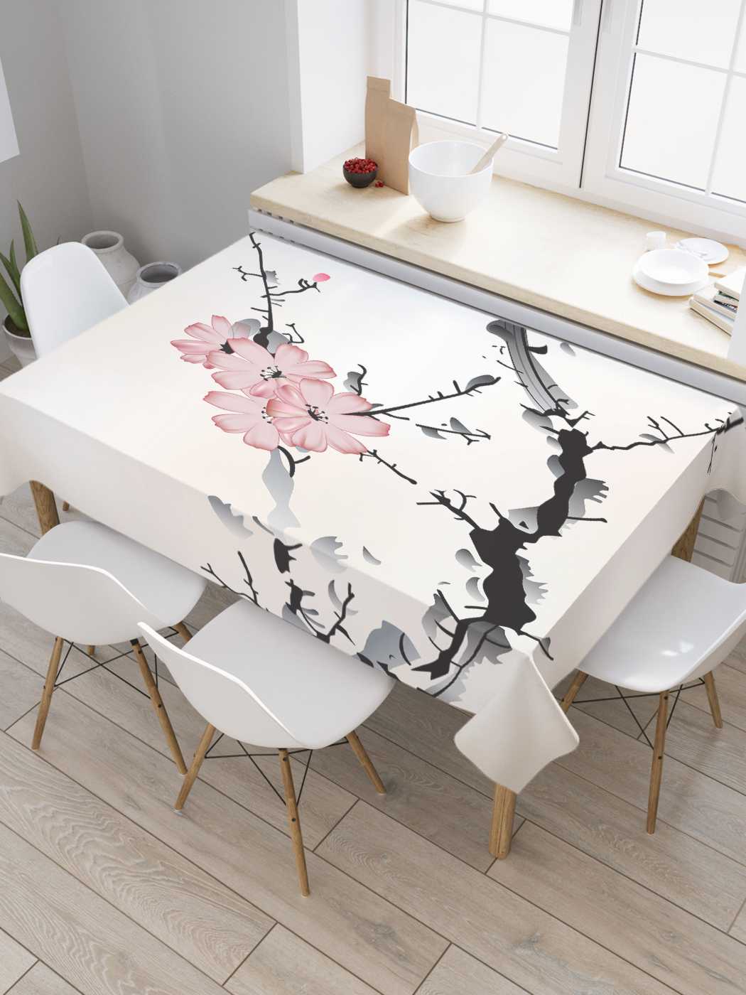 

Скатерть прямоугольная JoyArty "Цветочные стихи" из оксфорда, 120x145 см, Бежевый, Цветочные стихи