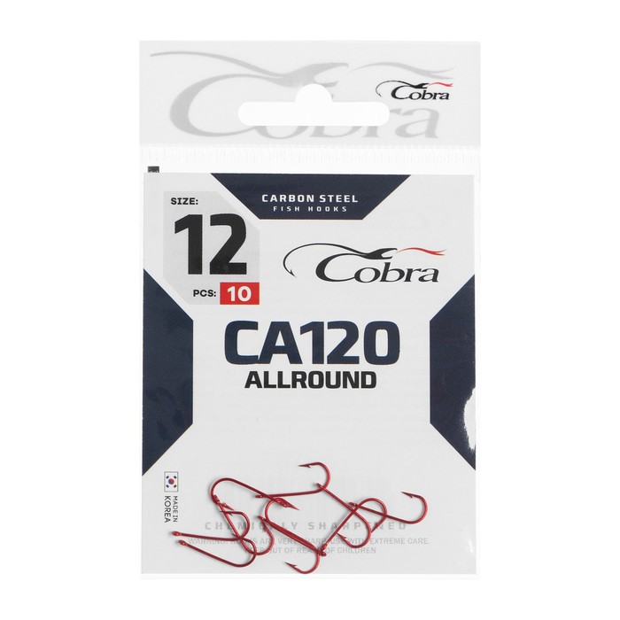 

Крючки Cobra Allround, серия CA120, № 12, 10 шт., Красный, Allround CA120
