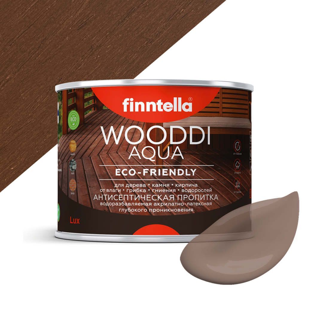 

Антисептическая пропитка для дерева на водной основе FINNTELLA WOODDI AQUA для внутренних, Коричневый, WOODDI AQUA цвет