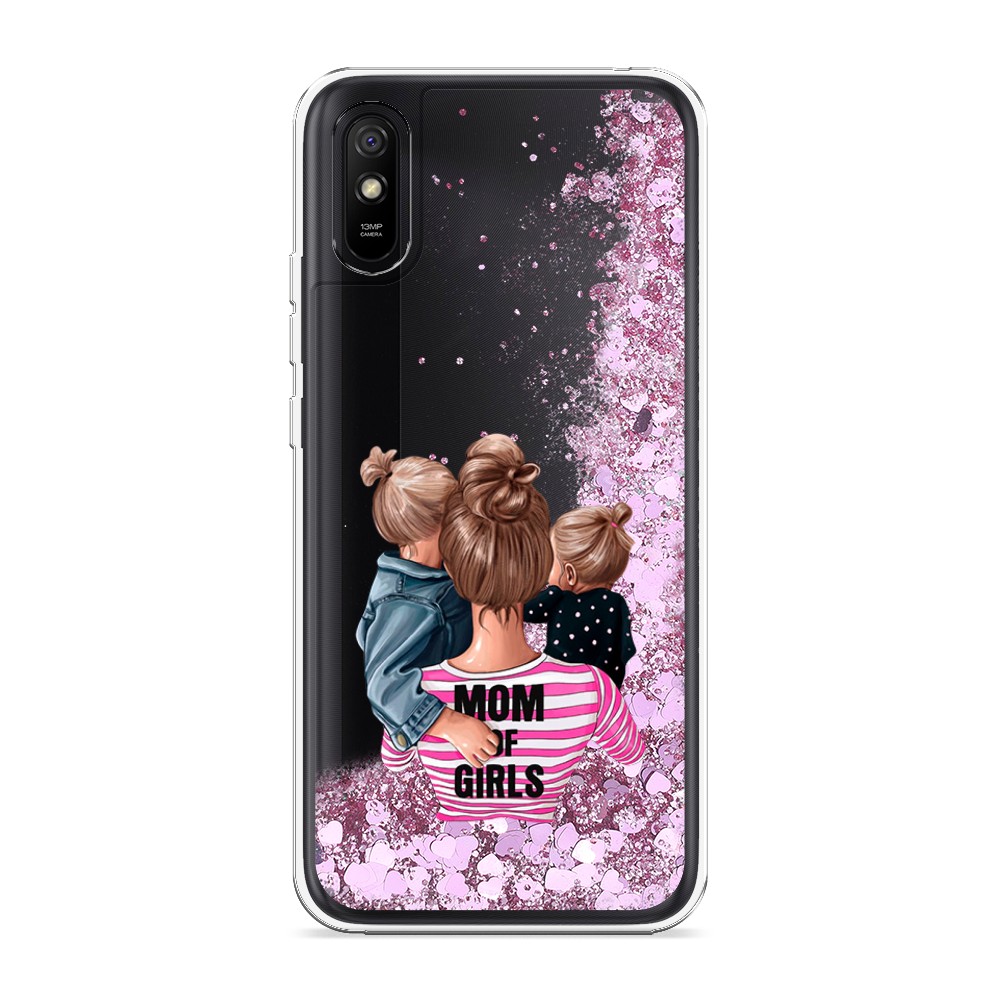 

Жидкий чехол с блестками "Mom of Girls" на Xiaomi Redmi 9A, 38994-1