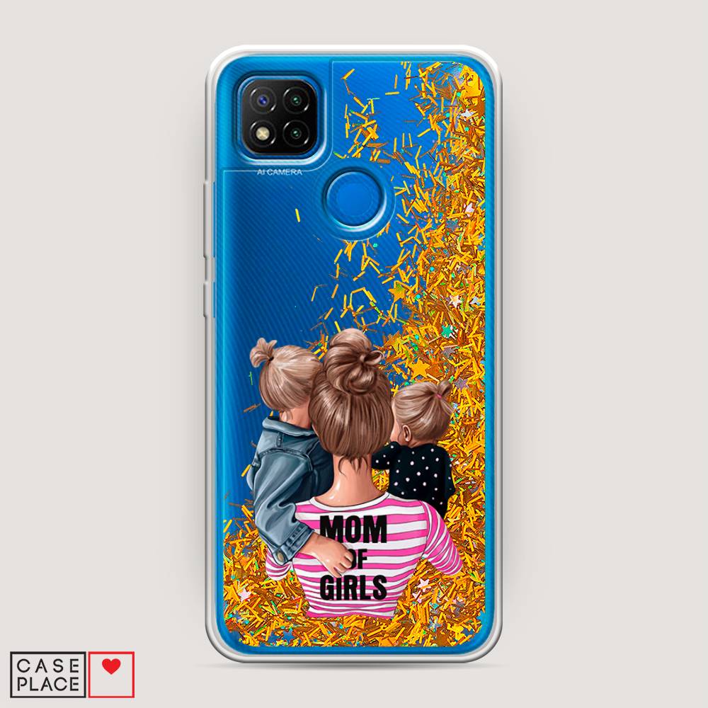 

Жидкий чехол с блестками "Mom of Girls" на Xiaomi Redmi 9C, 39090-1
