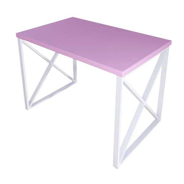 Стол кухонный Solarius Loft с крестообразными ножками 90х60х75, розовый с белыми ножками