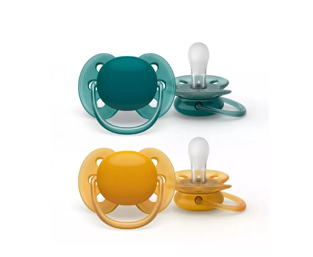 

Пустышка силиконовая с футляром Philips Avent SCF09104 Ultra Soft, 2 шт., Желтый;зеленый, SCF091/04