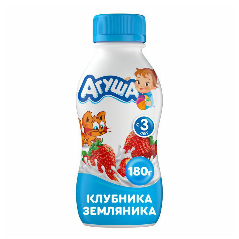 Йогурт питьевой для детей Агуша Я сам! клубника-земляника с 3 лет 2,7% 180 г