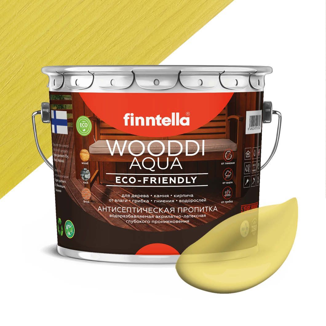 

Антисептическая пропитка для дерева на водной основе FINNTELLA WOODDI AQUA для внутренних, Желтый, WOODDI AQUA цвет