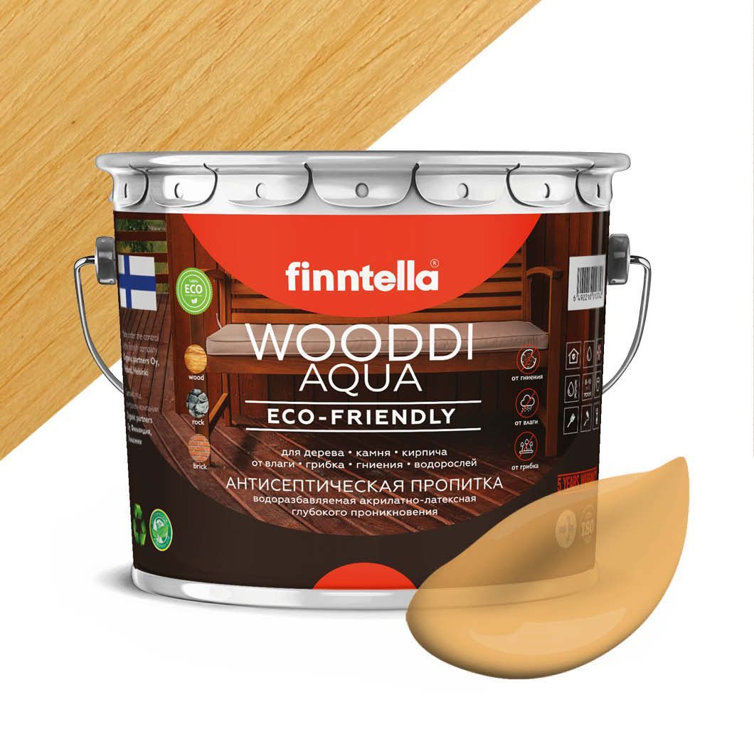

Антисептическая пропитка для дерева на водной основе FINNTELLA WOODDI AQUA для внутренних, Желтый, WOODDI AQUA цвет