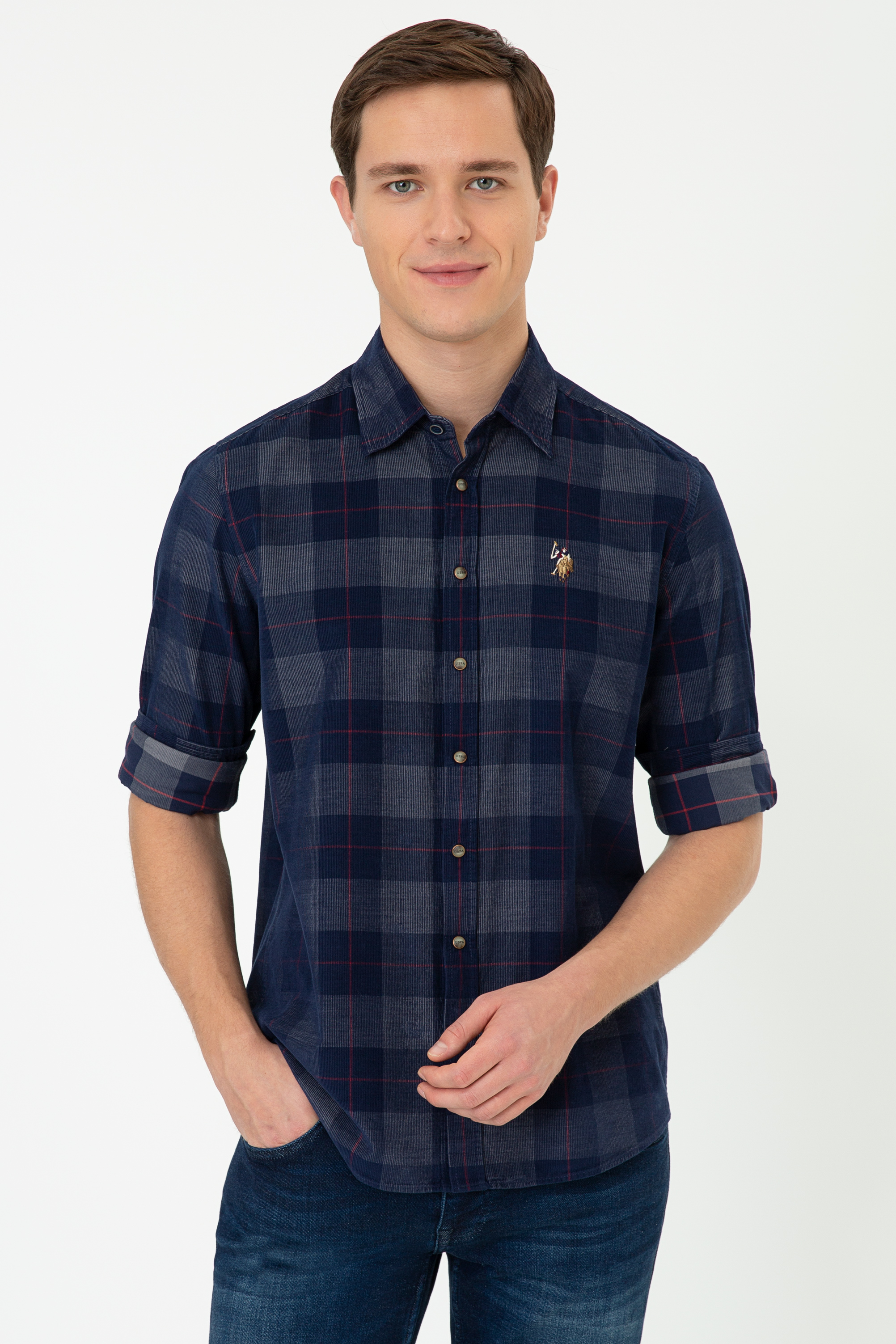 

Рубашка мужская U.S. POLO Assn. G081SZ0040STONES синяя S, G081SZ0040STONES