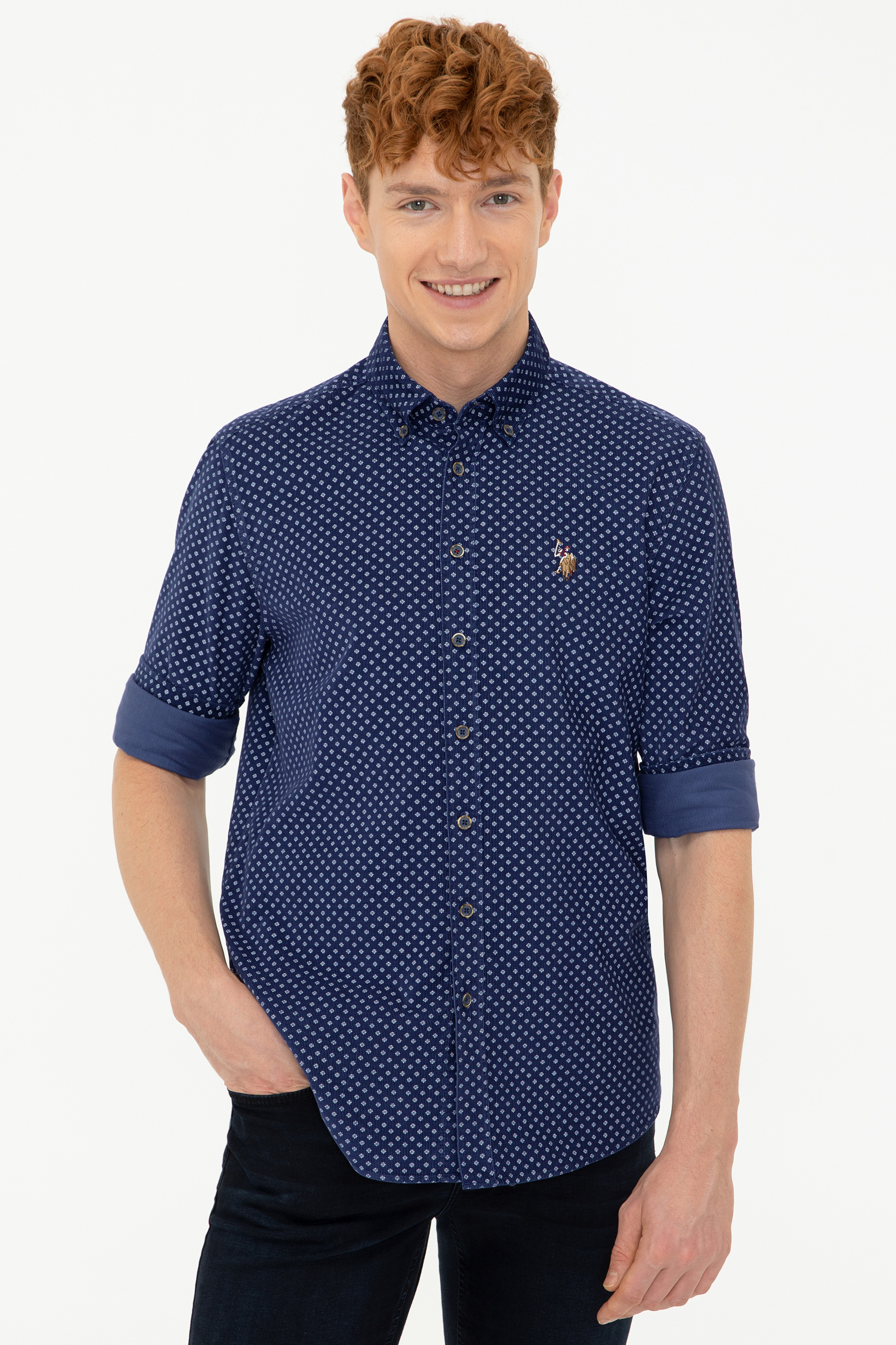 

Рубашка мужская U.S. POLO Assn. G081SZ0040POYRA синяя L, G081SZ0040POYRA