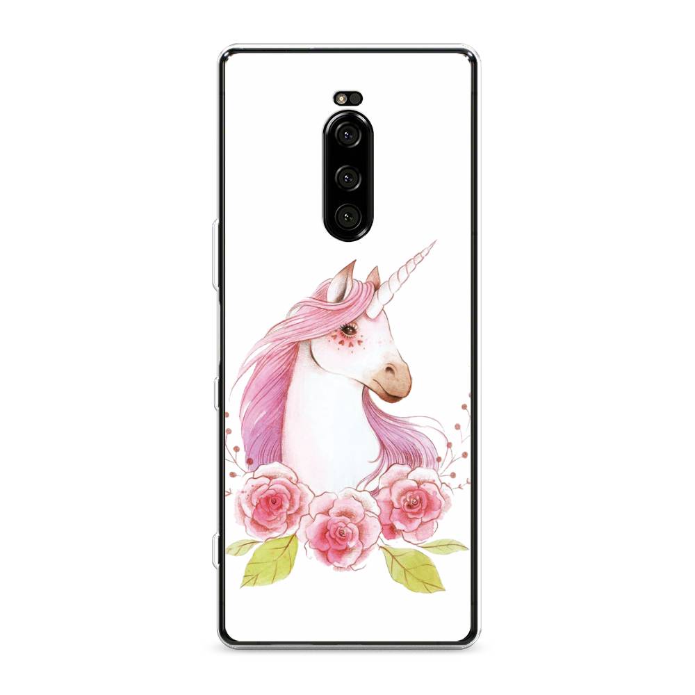 

Чехол на Sony Xperia XZ4 "Единорог цветы", Белый;розовый;серый, 53850-1
