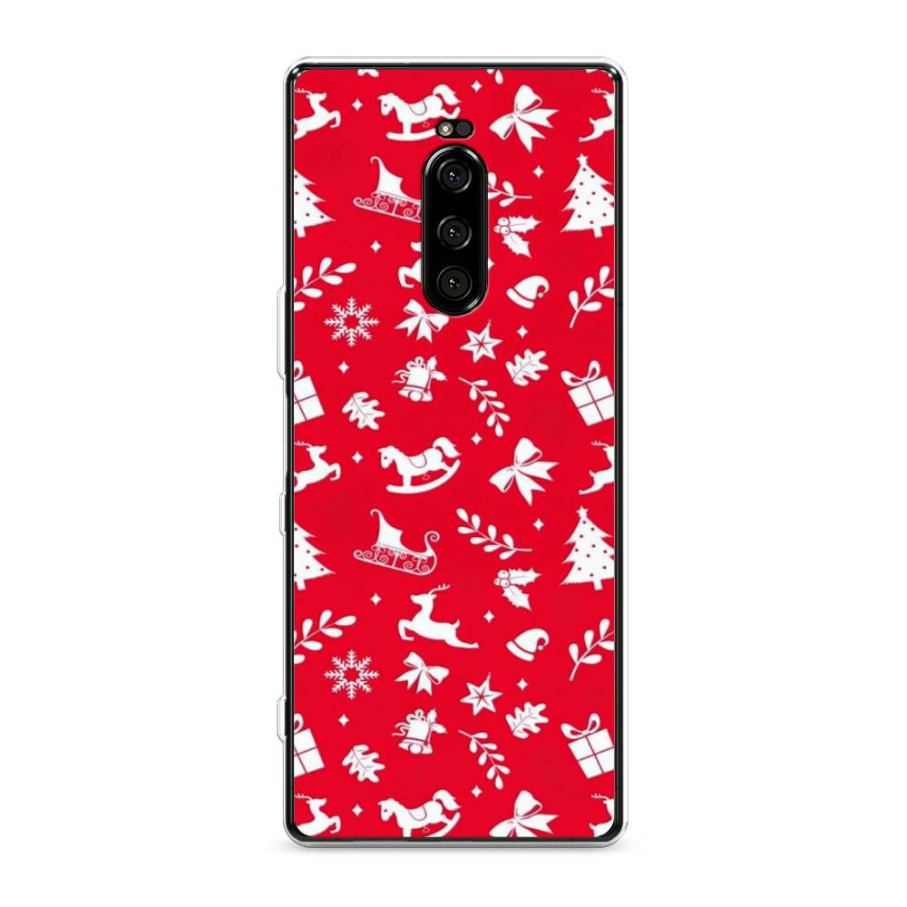 

Чехол на Sony Xperia XZ4 "Красный новогодний фон", Красный;белый, 53850-5
