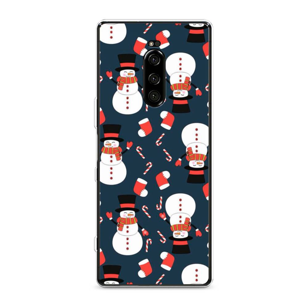 

Чехол на Sony Xperia XZ4 "Синие снеговики", Синий;белый;красный, 53850-5