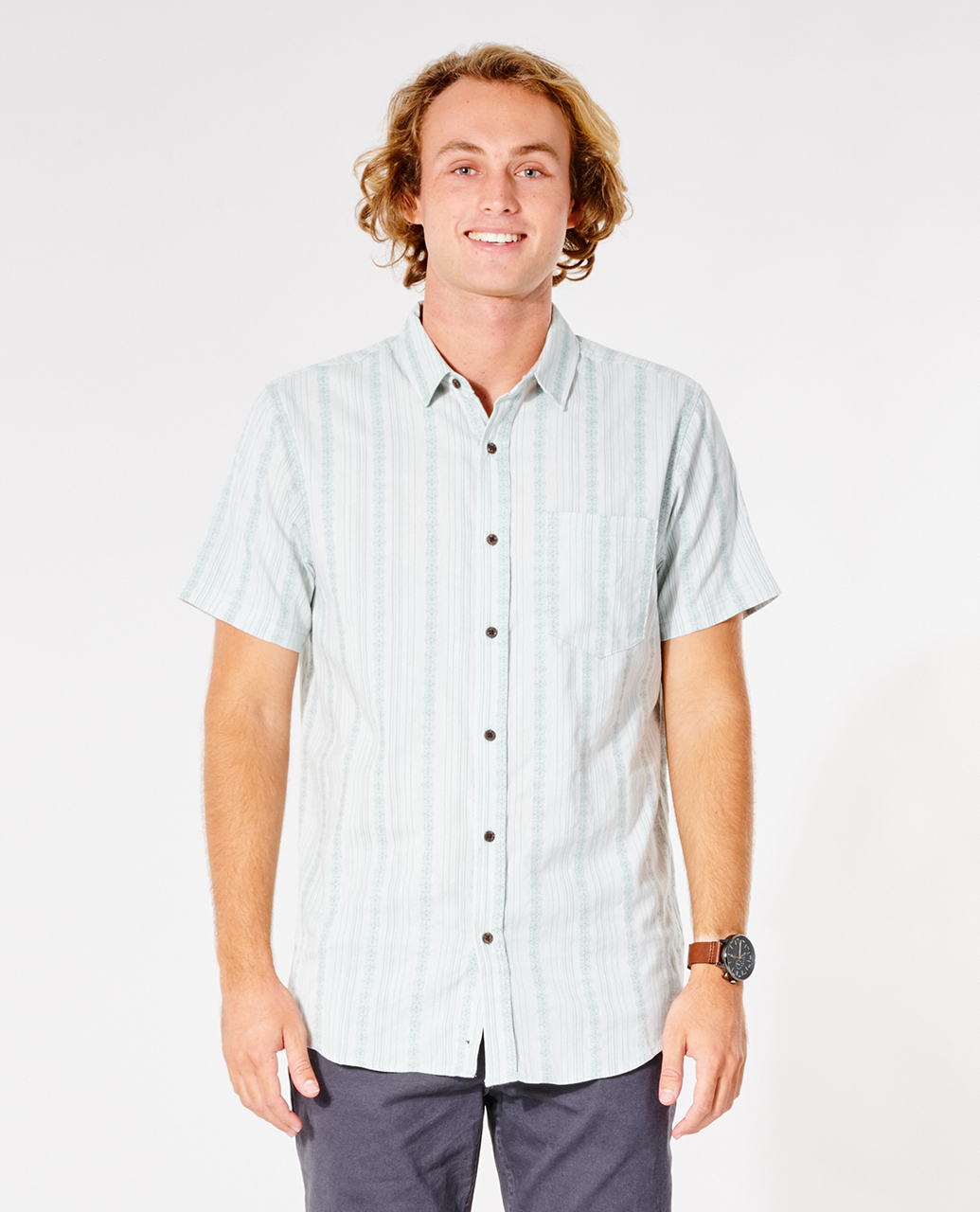 

Рубашка мужская Rip Curl LENNON S/S SHIRT голубая XL, LENNON S/S SHIRT