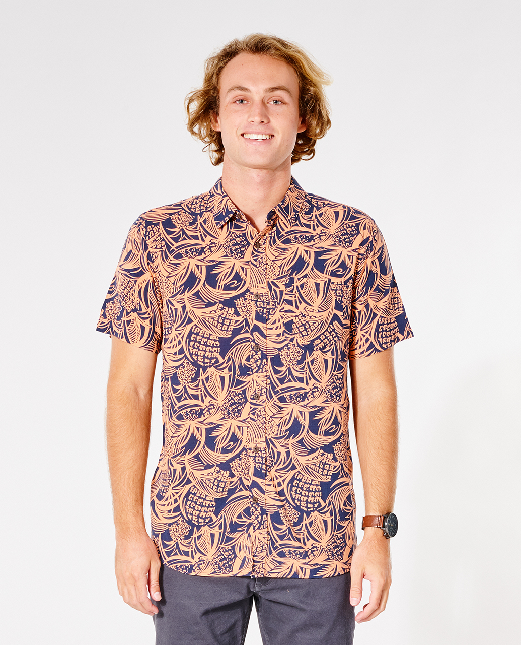 

Рубашка мужская Rip Curl PARTY PACK S/S SHIRT синяя L, PARTY PACK S/S SHIRT