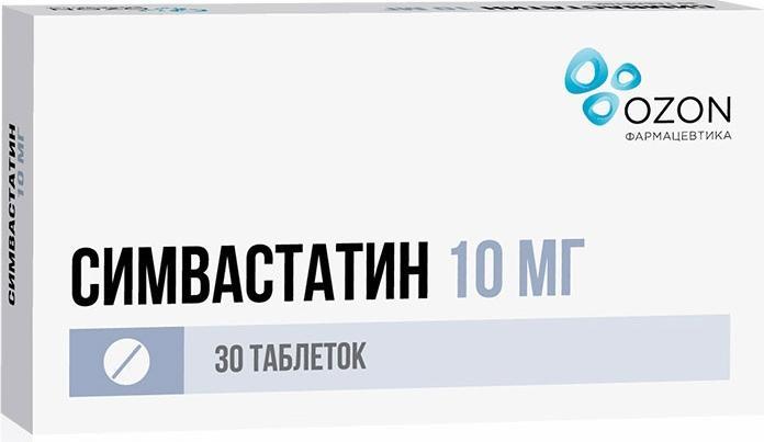Купить Симвастатин таблетки покрытые пленочной оболочкой 10 мг 30 шт., OZONE
