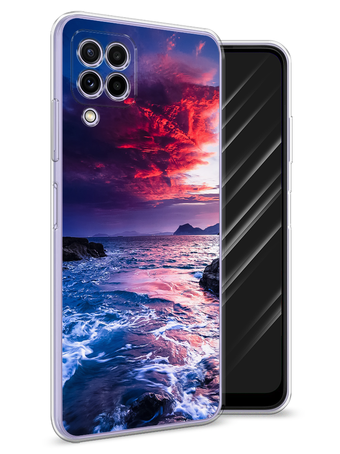 

Чехол Awog на Samsung Galaxy M22 / Самсунг M22 "Волны 1", Розовый;синий, 2103450-4
